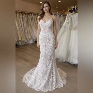 White Lace boho Wedding Dress